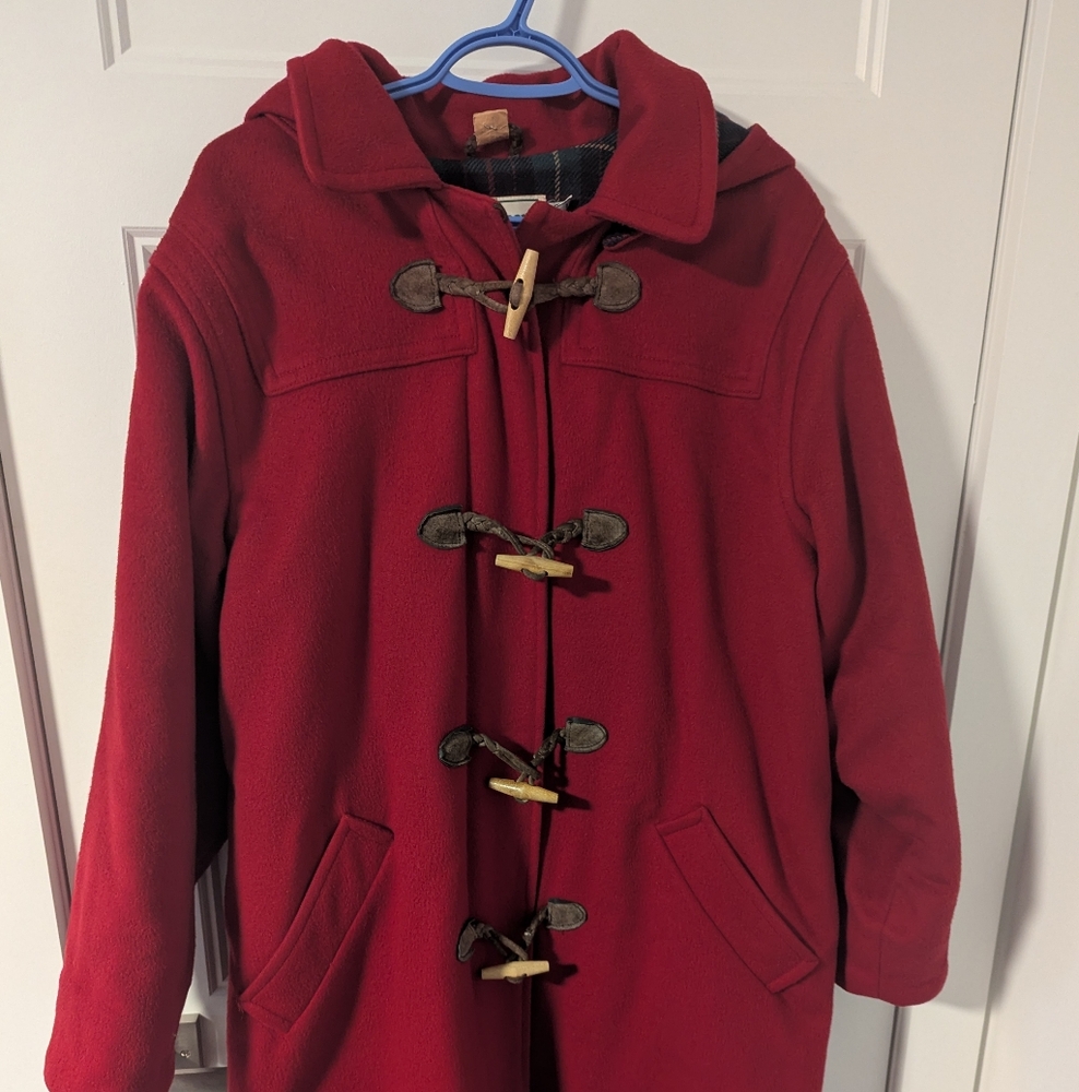 VGUC L.L. Bean vintage classic wool duffel coat, long, toggles, size 14